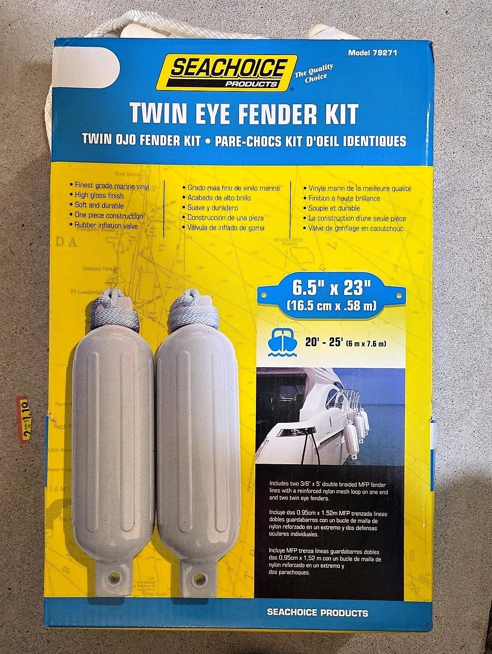 Seachoice Twin Eye Fender Kit Boat Fender Kit White NWT